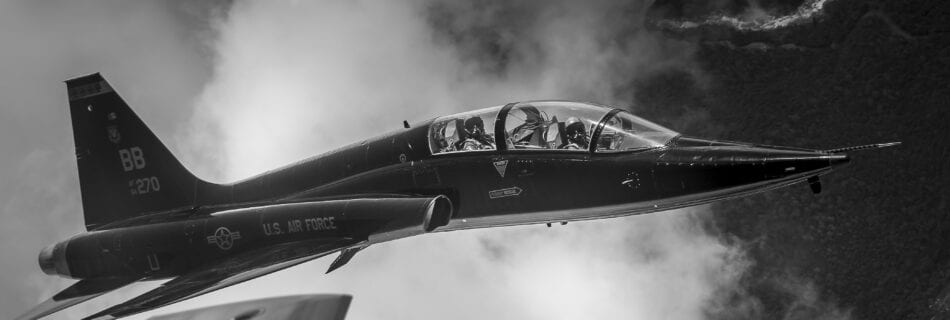 t38 in formation black and white photo