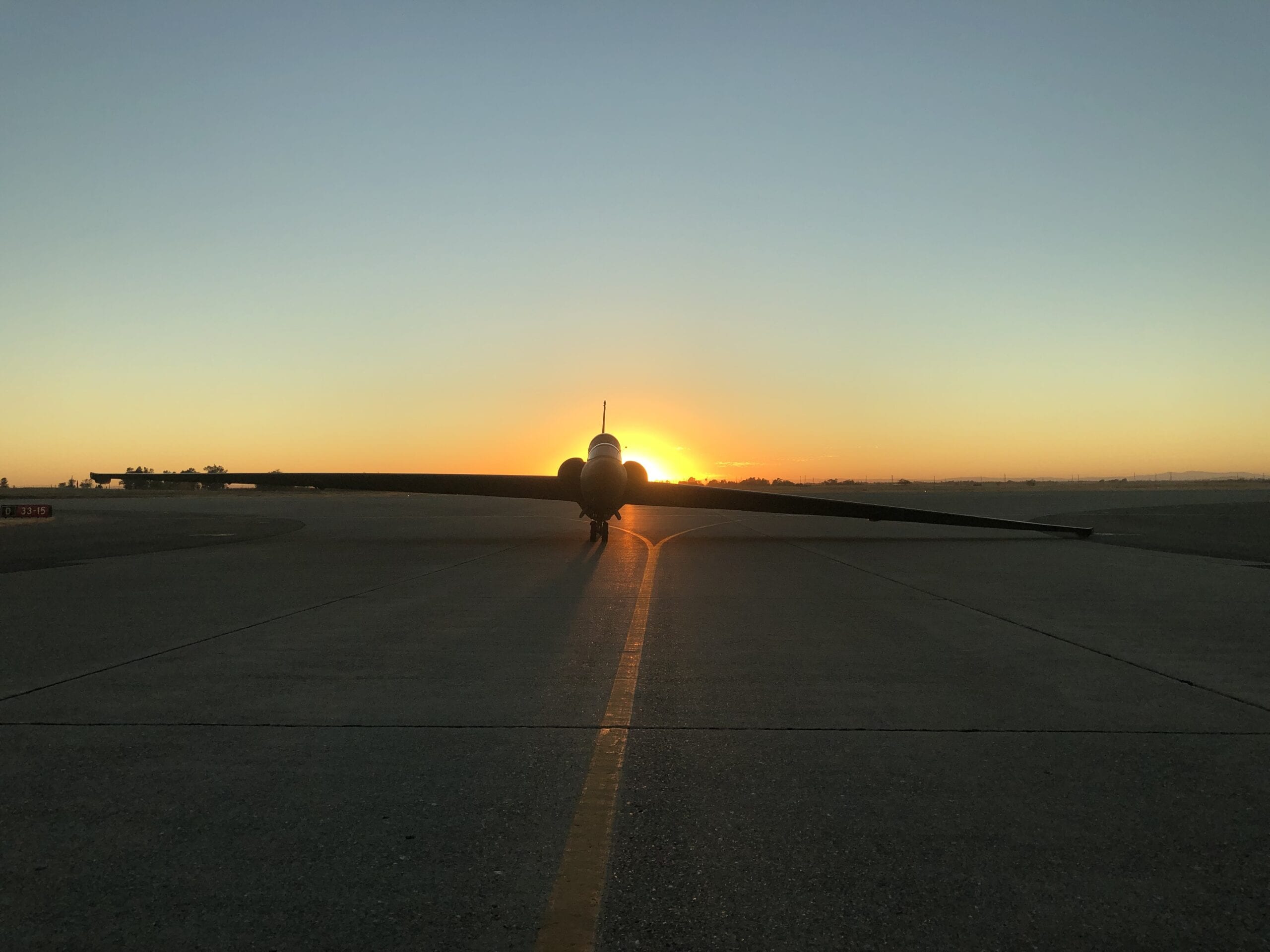 A U-2 rests on its side at Beale AFB, CA