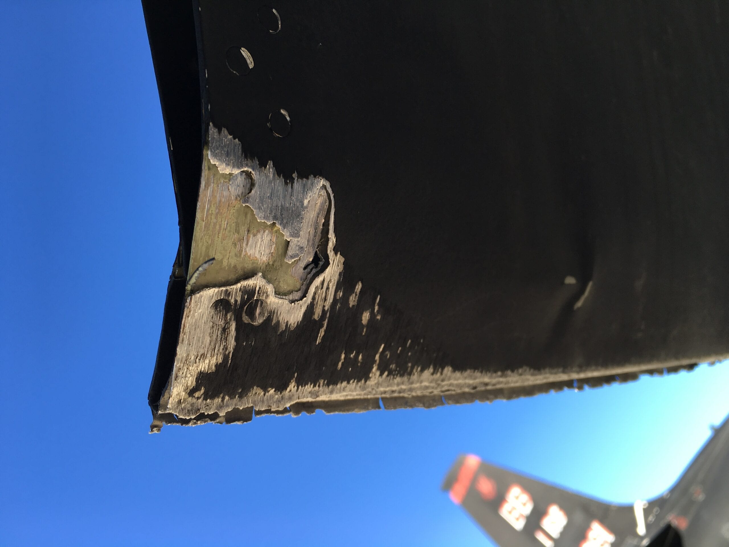 flap damaged from hitting the runway