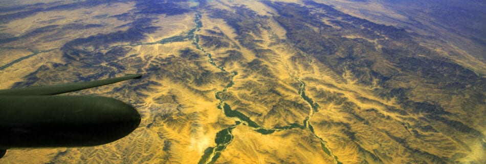 looking down at a large river in Afghanistan from the U-2 DragonLady