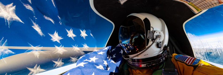 flag selfie panoramic in the U-2